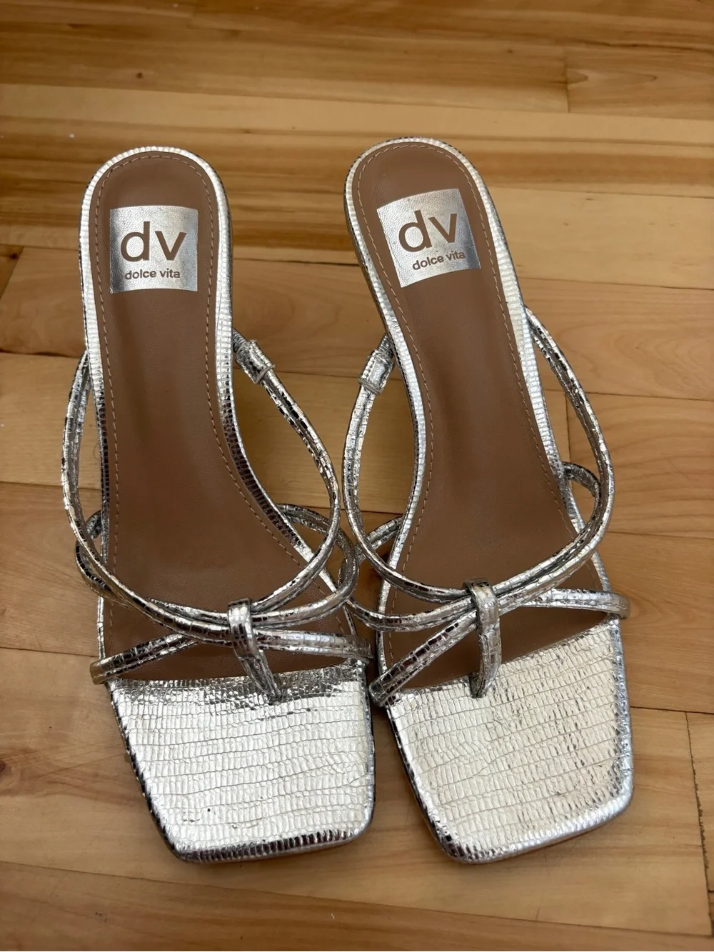 Silver dolce vita heels